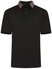 Kam Jeans 5485 Jersey Polo with Floral Collar Black