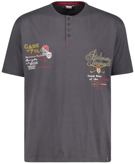 Adamo Dundee Printed Serafino T-shirt Charcoal - T-särgid - Suured T-särgid 2XL – 14XL
