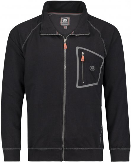 Adamo Manuel Sweatshirt with Zipper Black - Sviitrid ja Dressipluusid - Meeste suured kapuutsiga jakid suurustes 2XL – 14XL