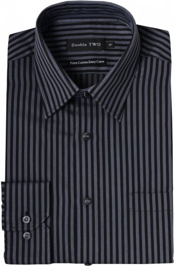 Double TWO Formal Shirt 3586 Grey L/S - Särgid - Meeste suured särgid 2XL – 8XL