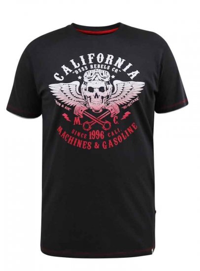 D555 Charles California Rebel Skull Printed T-Shirt - T-särgid - Suured T-särgid 2XL – 14XL