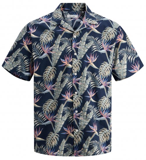 Jack & Jones JJCOASTAL RESORT Floral Shirt Navy - Särgid - Meeste suured särgid 2XL – 8XL