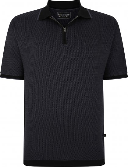 Kam Jeans 5492 Jersey Weave Pattern 1/4 Zip Polo Black - Polosärgid - Meeste suured polosärgid 2XL – 8XL