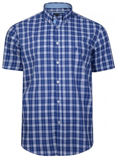 Kam Jeans 6155 Short Sleeve Check Shirt Blue - Särgid - Meeste suured särgid 2XL – 8XL