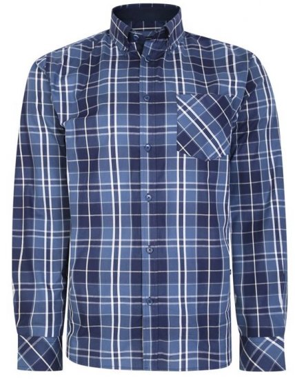 Kam Jeans 6221 Casual Checked Shirt Indigo - Särgid - Meeste suured särgid 2XL – 8XL