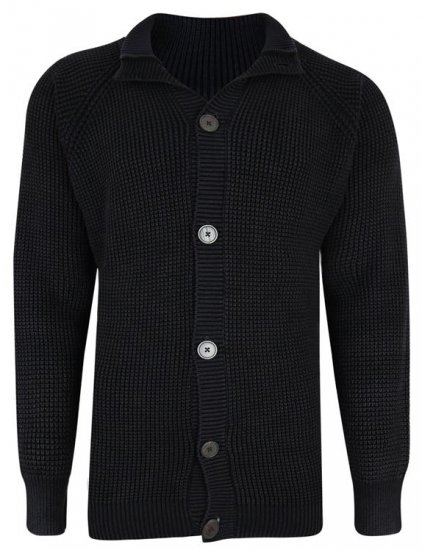 Kam Jeans 79 Washed Effect Knitted Black Cardigan - Sviitrid ja Dressipluusid - Meeste suured kapuutsiga jakid suurustes 2XL – 14XL