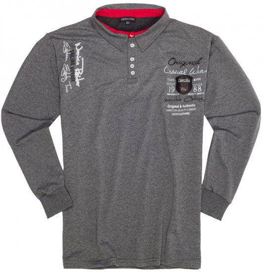 Lavecchia 2025 Printed Sweatshirt with collar Charcoal - Suured Riided - Suurte meeste riided 2XL – 8XL