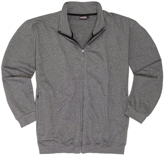 Adamo Athen Sweat Jacket with Full Zipper Grey - Sviitrid ja Dressipluusid - Meeste suured kapuutsiga jakid suurustes 2XL – 14XL