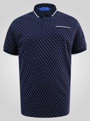D555 Reid AOP Polo With Jacquard Collar, Pocket And Cuffs Tumesinine