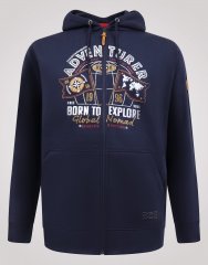 D555 Hector Adventurer Printed Zip Through Hoody Tumesinine