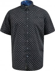 D555 Matlock Short Sleeve AOP Shirt With Hidden Button Down Black