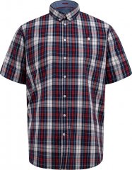 D555 Shields Button Down Collar Short Sleeve Shirt With Pocket Red Check