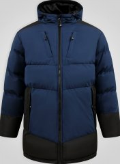 D555 Hank Ripstop Contrast Panelled Padded Hooded Jacket Tumesinine