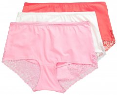 Ulla Popken 827465 Pitsiga hipster-aluspüksid 3 tk Roosa