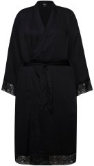 Ulla Popken 834837 Pitsiga kimono-hommikumantel Must