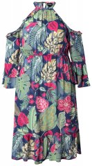 Ulla Popken 842471 Mustriline midikleit Tumesinine