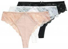 Ulla Popken 848522 Pitsiga stringid 3 tk Must