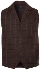 JP1880 851395 Elastne ruuduline tweed-vest Tumepruun