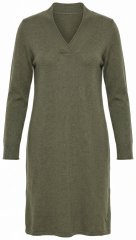 Ulla Popken 853077 V-kaelusega pikkade varrukatega kootud kleit Khaki