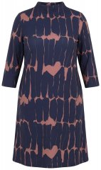 Ulla Popken 853590 3/4 varrukatega mustriline jersey-kleit Tumesinine