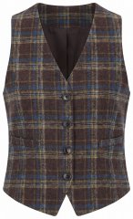 Ulla Popken 853892 V-kaelusega ruuduline vest Mahagonipruun