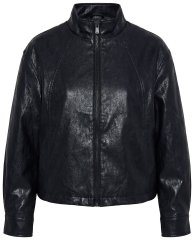 Ulla Popken 854795 Kunstnahast bikerjope Must