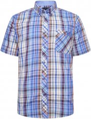 Kam Jeans 6315 Casual Check Short Sleeve Shirt Sky Blue