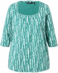 Ulla Popken Graphic Print Square Neck Tee Green