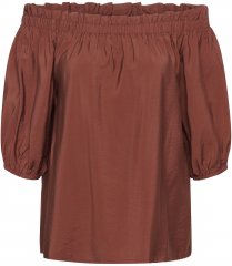Kaffe Curve Neela Off-Shoulder Blouse Henna Brown