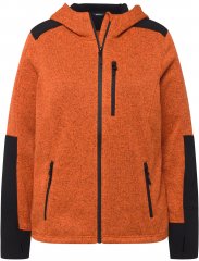 Ulla Popken Contrast Inserts Sweater Knit Hoodie Bright Orange Yellow