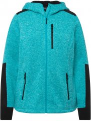 Ulla Popken Contrast Inserts Sweater Knit Hoodie Aquamarine