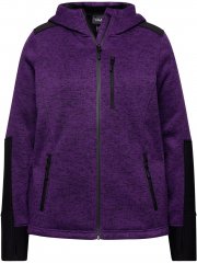 Ulla Popken Contrast Inserts Sweater Knit Hoodie Dark Plum