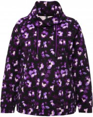 Ulla Popken Floral Print Drawstring Collar Hoodie Black