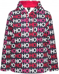 Ulla Popken Ho Ho Ho Lettering Hooded Sweatshirt Navy