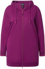 Ulla Popken Contrast Piping Zip-Up Hoodie Pink Berry