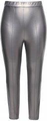 Ulla Popken Metallic Faux Leather Leggings Silver
