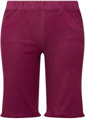 Ulla Popken Frayed Hemline Elastic Waistband Bermuda Shorts Purple