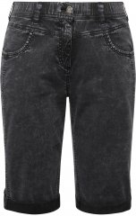 Ulla Popken Denim Acid Wash Bermuda Shorts Black