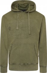 Kam Jeans 7066 Over Head Washed Embossed Hoody Khaki