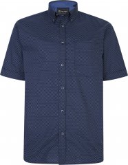 Kam Jeans P018 Premium SS Dobby Print Short Sleeve Shirt Navy