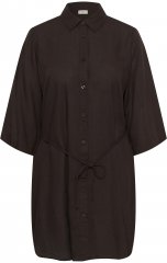 Kaffe Curve Mille Short Shirt Dress Black Coffee Brown