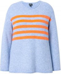 Ulla Popken Striped Long Sleeve Sweater Sky Blue