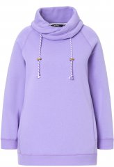 Ulla Popken Drawstring Collar Long Sleeve Sweatshirt Pale Lilac