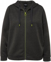 Ulla Popken Textured Metallic Knit Sweatshirt With Hood Graphite Grey