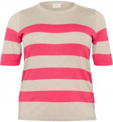 Kaffe Curve Lizzy Triibuline kampsun Beež/Vaarikas