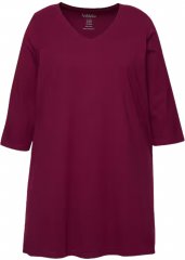 Ulla Popken V-Neck Swing A-line Hem Cotton Knit Tunic Dark Berry