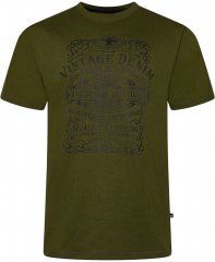 Kam Jeans 5786 Vintage Denim Print Tee Olive