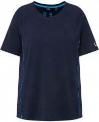 Ulla Popken Piping Accent Functional UVP 50+ Stretch Knit Top Navy Blue