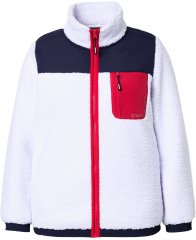 Ulla Popken Color Block Teddy Fleece Jacket Snow White