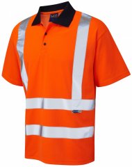 Leo Croyde Comfort Polo Shirt Hi-Vis Orange